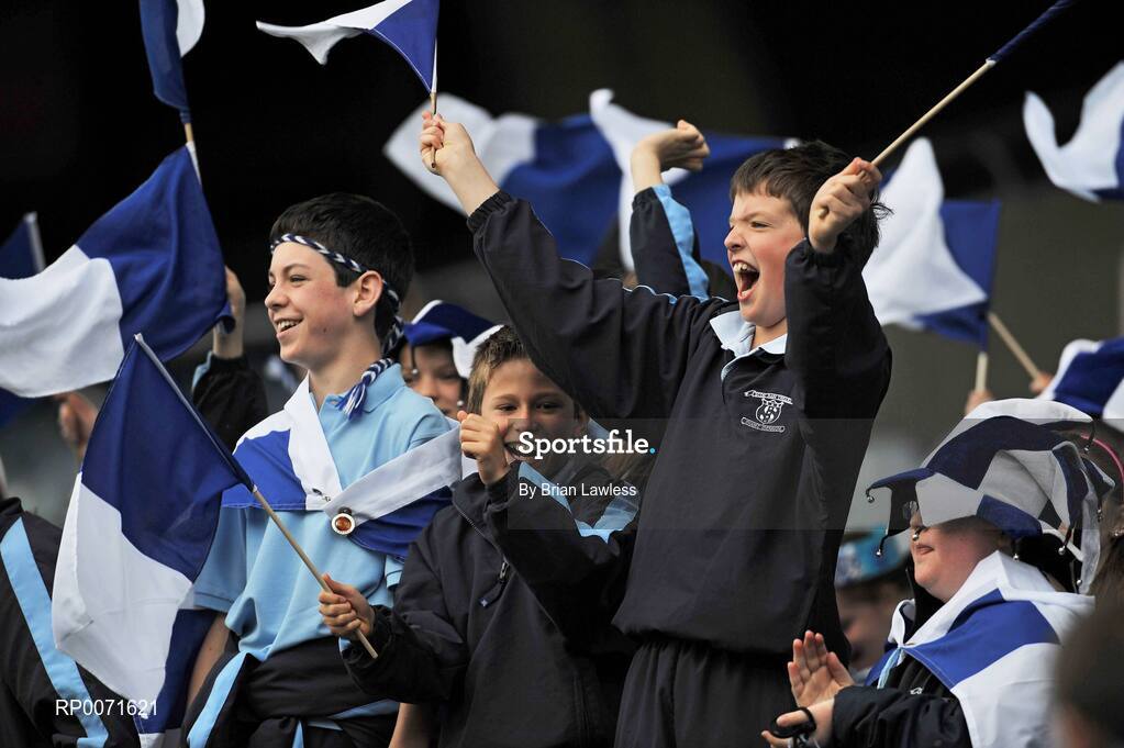 18 June 2009; Scoil San Treasa students show their support for their team. Allianz Cumann na mBunscoil Finals, Scoil San Treasa, Mount Merrion v Holy Spirit, Ballymun, Corn Ui Mhaolain, Croke Park, Dublin. Picture credit: Brian Lawless / SPORTSFILE