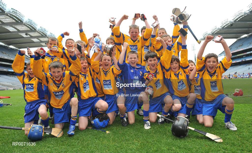 18 June 2009; St. Patrick's players celebrate with the Corn Fianna Fail after the match. Allianz Cumann na mBunscoil Finals, Oatlands, Mt. Merrion, v St. Patrick's, Drumcondra, Corn Fianna Fail, Croke Park, Dublin. Picture credit: Brian Lawless / SPORTSFILE