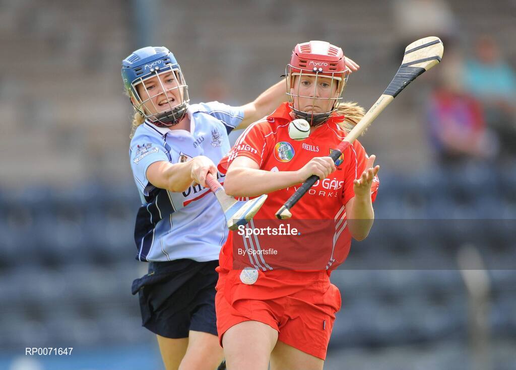20 June 2009; Sile Burns, Cork, in action against Rachel Ruddy, Dublin. Gala Senior Camogie Championship, Group 1, Round 1, Cork v Dublin, Pairc Ui Rinn, Cork. Photo by Sportsfile