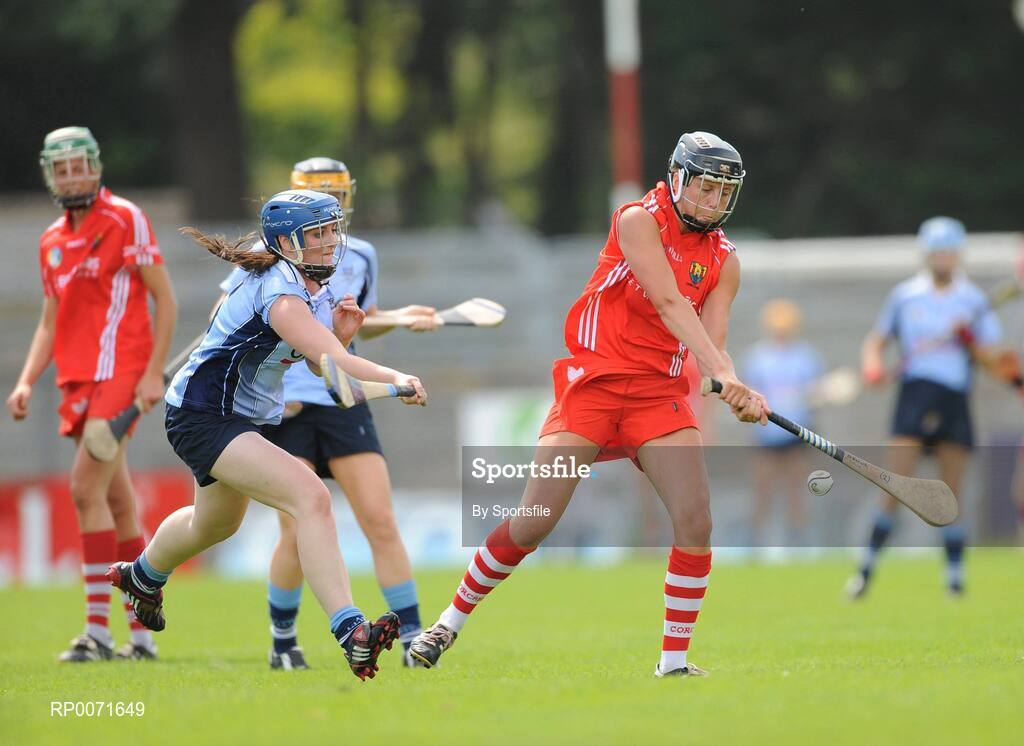 20 June 2009; Gemma O'Connnor, Cork, in action against Sarah Ryan, Dublin. Gala Senior Camogie Championship, Group 1, Round 1, Cork v Dublin, Pairc Ui Rinn, Cork. Photo by Sportsfile
