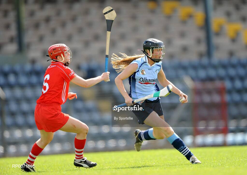 20 June 2009; Eimear Brannigan, Dublin, in action against Mary O'Connor, Cork. Gala Senior Camogie Championship, Group 1, Round 1, Cork v Dublin, Pairc Ui Rinn, Cork. Photo by Sportsfile