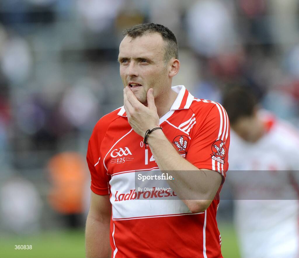 21 June 2009; Paddy Bradley, Derry, walks off the pitch after the game. GAA Football Ulster Senior Championship Semi-Final, Tyrone v Derry, Casement Park, Belfast, Co. Antrim. Picture credit: Oliver McVeigh / SPORTSFILE