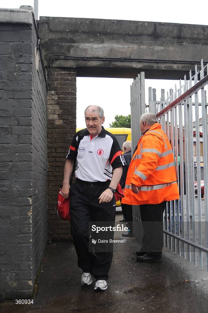 21 June 2009; Tyrone Manager Mickey Harte enters the ground before the game. GAA Football Ulster Senior Championship Semi-Final, Tyrone v Derry, Casement Park, Belfast, Co. Antrim. Picture credit: Daire Brennan / SPORTSFILE