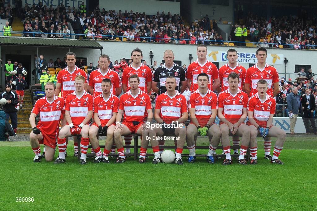21 June 2009; The Derry team. GAA Football Ulster Senior Championship Semi-Final, Tyrone v Derry, Casement Park, Belfast, Co. Antrim. Picture credit: Daire Brennan / SPORTSFILE
