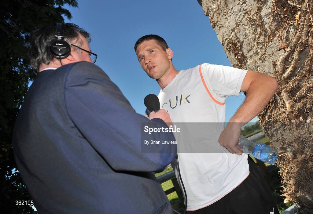 24 June 2009; Dublin's Conal Keaney is interviewed during a press conference ahead of their Leinster Senior Football Championship Semi-Final game against Westmeath on Sunday. St Claire's, Griffith Avenue, Dublin. Picture credit: Brian Lawless / SPORTSFILE