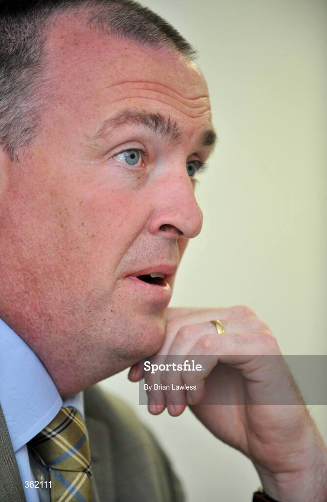 24 June 2009; Dublin manager Pat Gilroy during a press conference ahead of their Leinster Senior Football Championship Semi-Final game against Westmeath on Sunday. St Claire's, Griffith Avenue, Dublin. Picture credit: Brian Lawless / SPORTSFILE