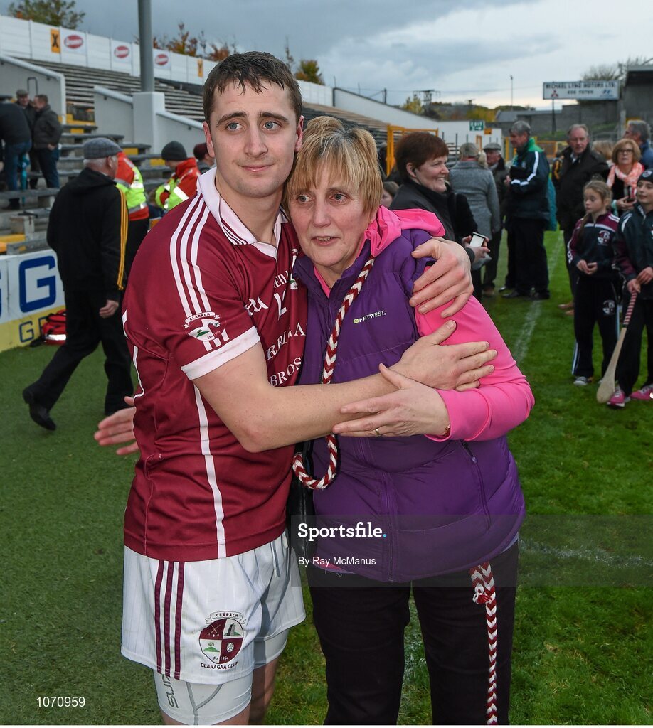 25 October 2015; Clara's Liam Ryan his mother Lily comfort each other after the game. St. Canice's Credit Union Kilkenny County Senior Hurling Championship Final, Clara v O'Loughlin Gaels. Nowlan Park, Kilkenny. Picture credit: Ray McManus / SPORTSFILE