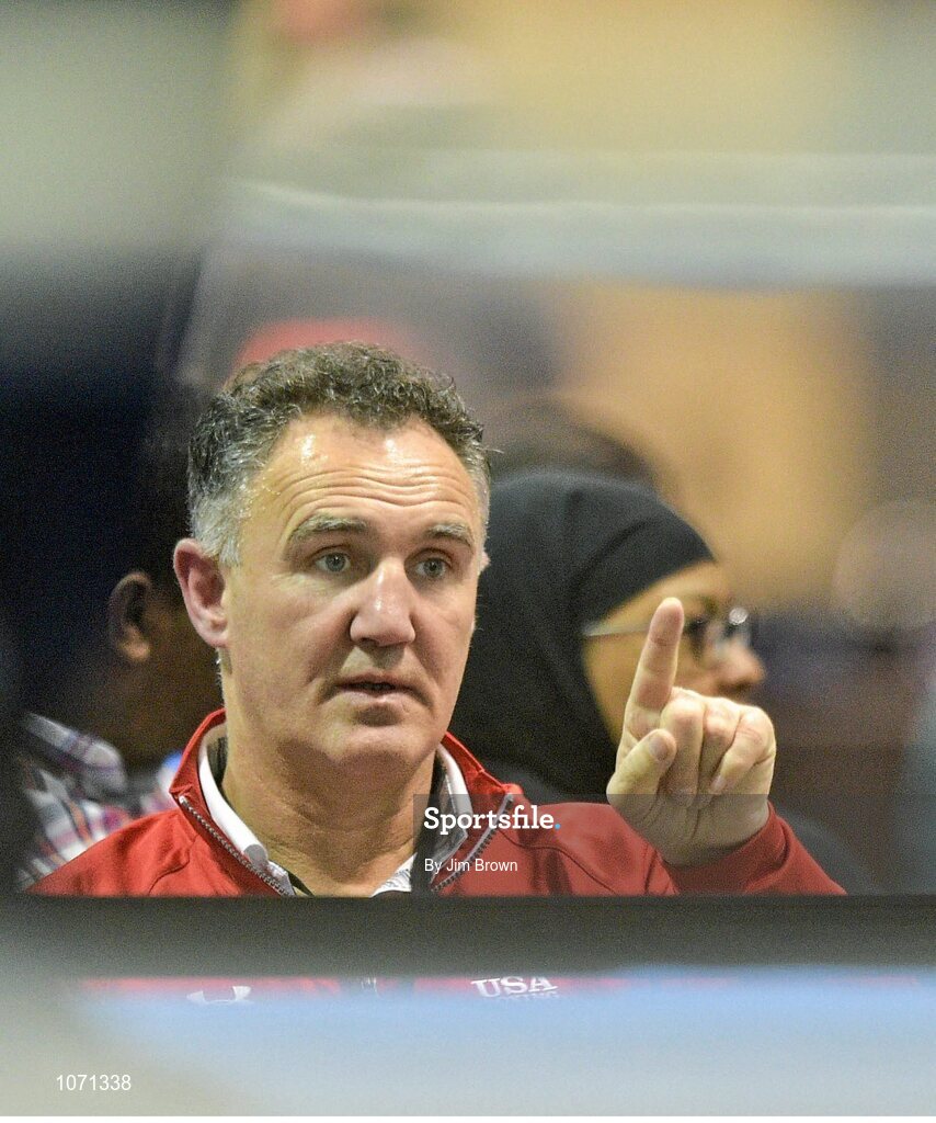 26 October 2015; Boxing Coach Billy Walsh watches the Women's Olympic Boxing team trials at Memphis Cook Convention Centre, Memphis, Tennessee, USA. Picture Credit: Jim Brown / SPORTSFILE