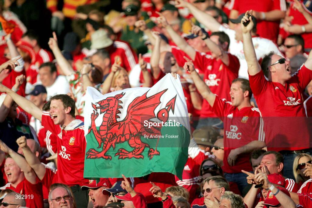 27 June 2009; Welsh Lions' fans encourage the Lions during their second test match against South Africa. 2nd Test, South Africa v British and Irish Lions, Loftus Versfeld Stadium, Pretoria, South Africa. Picture credit: Andrew Fosker / SPORTSFILE