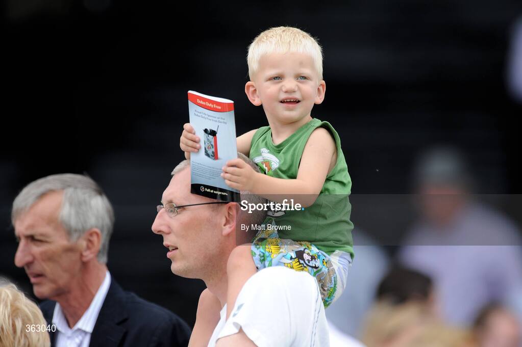 28 June 2009; Two-year-old Sean Nash from Newbridge, Co. Kildare, with his father Ian during the Irish Derby Festival - Sunday, Curragh Racecourse, Co. Kildare. Picture credit: Matt Browne / SPORTSFILE