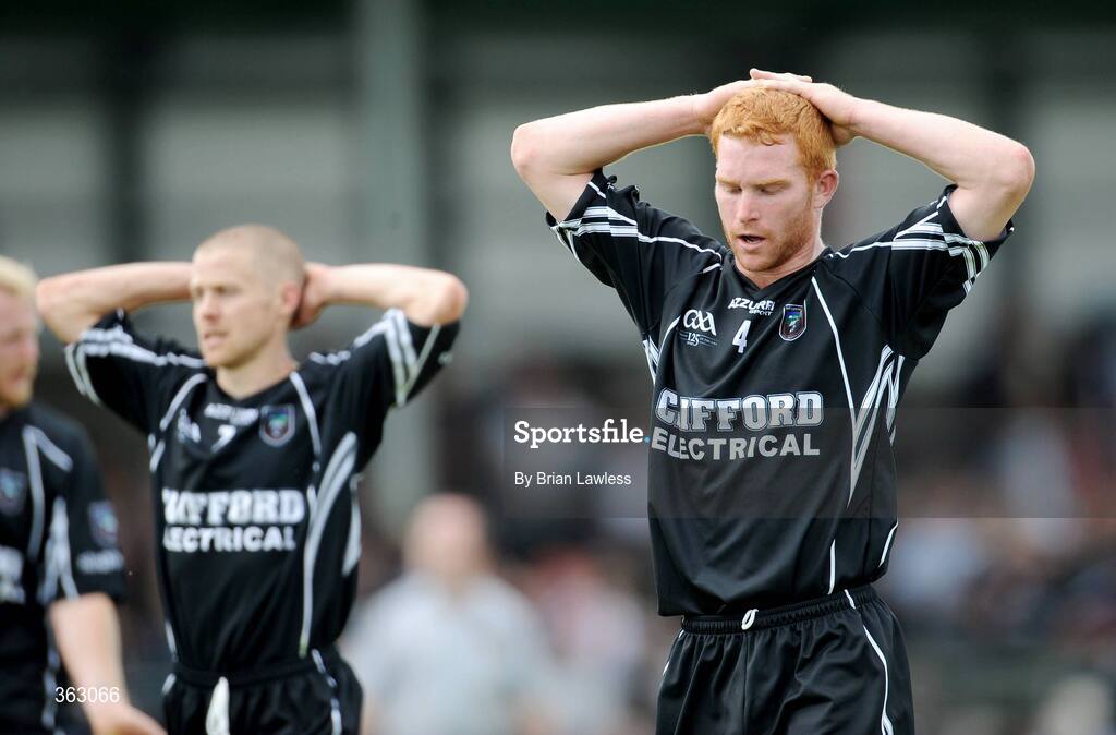 28 June 2009; Sligo's Ross Donovan and Jonathon Davey, left, show their disappointment after the match. GAA Football Connacht Senior Championship Semi-Final, Sligo v Galway, Markievicz Park, Sligo. Picture credit: Brian Lawless / SPORTSFILE