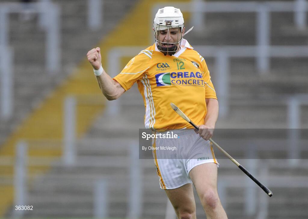 28 June 2009; Shane McNaughton, Anrtrim, celebrates after scoring a goal. GAA Hurling Ulster Senior Championship Final, Antrim v Down, Casement Park, Belfast, Co. Antrim. Picture credit: Oliver McVeigh / SPORTSFILE *** Local Caption ***