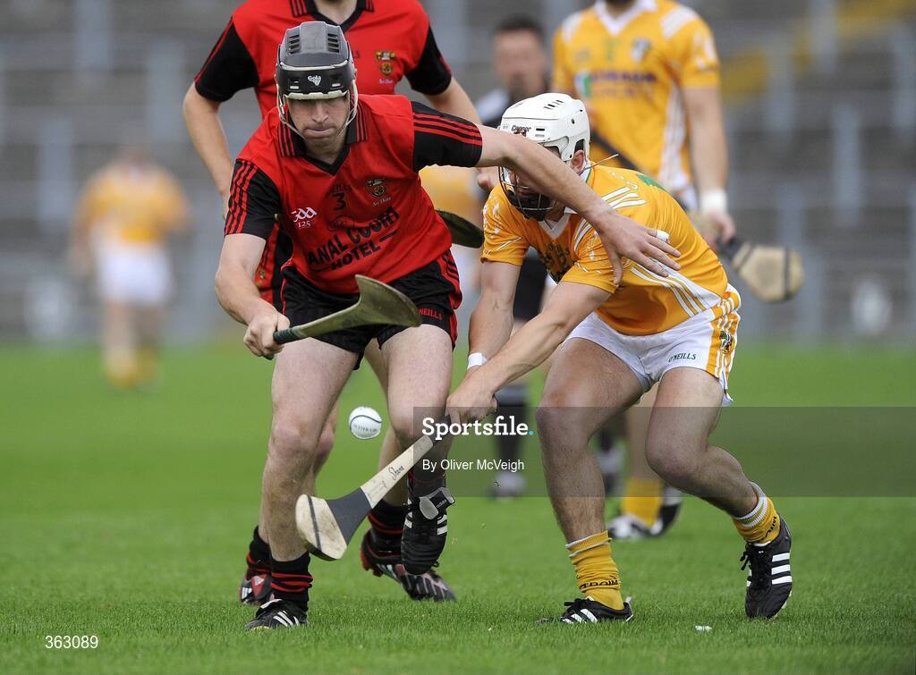 28 June 2009; Stephen Murray, Down, in action against Shane McNaughton, Anrtrim. GAA Hurling Ulster Senior Championship Final, Antrim v Down, Casement Park, Belfast, Co. Antrim. Picture credit: Oliver McVeigh / SPORTSFILE *** Local Caption ***