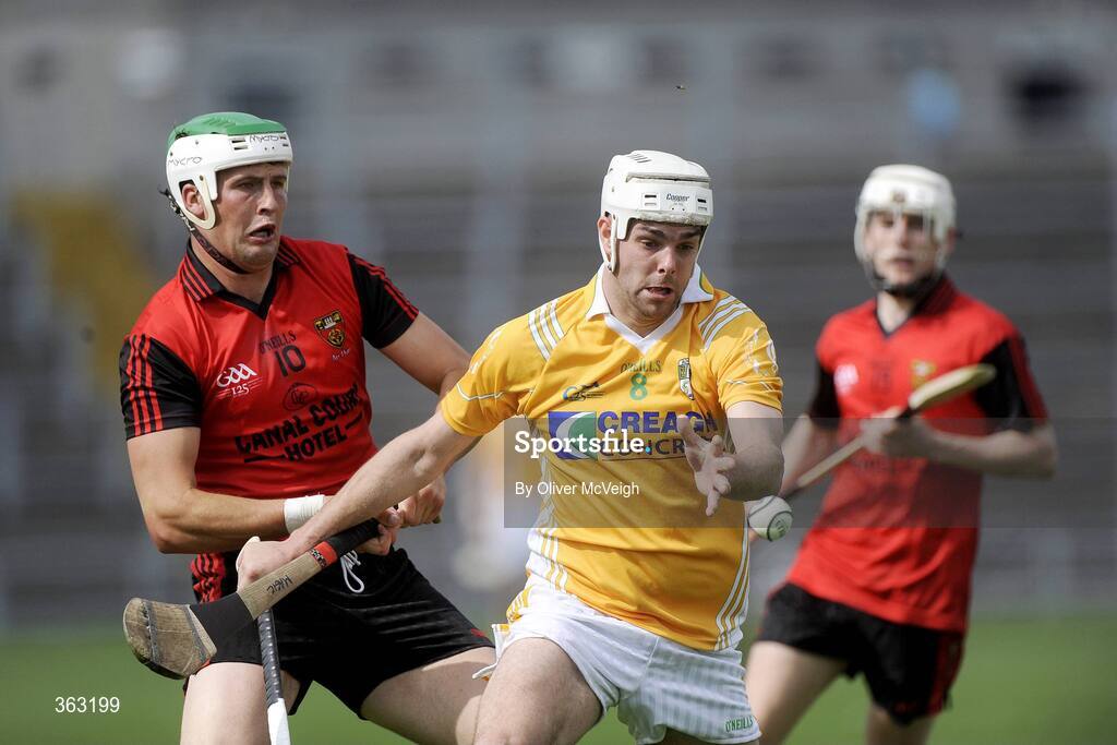 28 June 2009; Johnny Campbell, Anrtrim, in action against Gareth Johnston, Down. GAA Hurling Ulster Senior Championship Final, Antrim v Down, Casement Park, Belfast, Co. Antrim. Picture credit: Oliver McVeigh / SPORTSFILE *** Local Caption ***