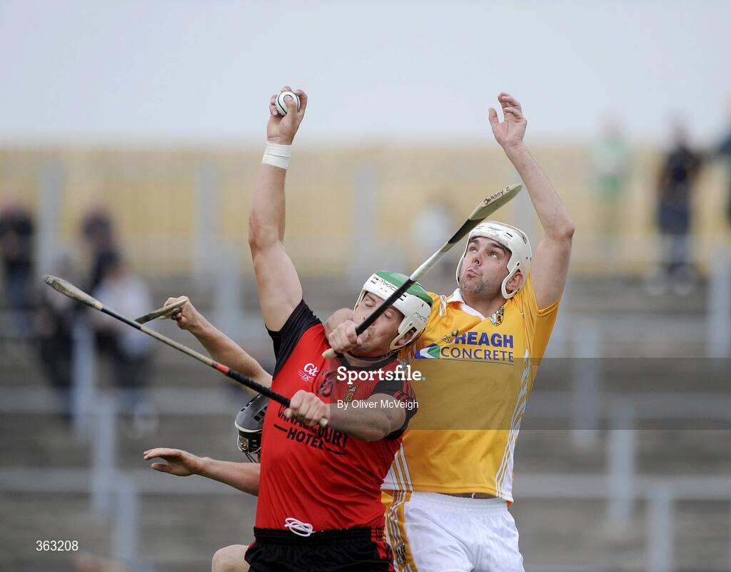 28 June 2009; Gareth Johnston, Down, in action against Johnny Campbell, Anrtrim. GAA Hurling Ulster Senior Championship Final, Antrim v Down, Casement Park, Belfast, Co. Antrim. Picture credit: Oliver McVeigh / SPORTSFILE *** Local Caption ***