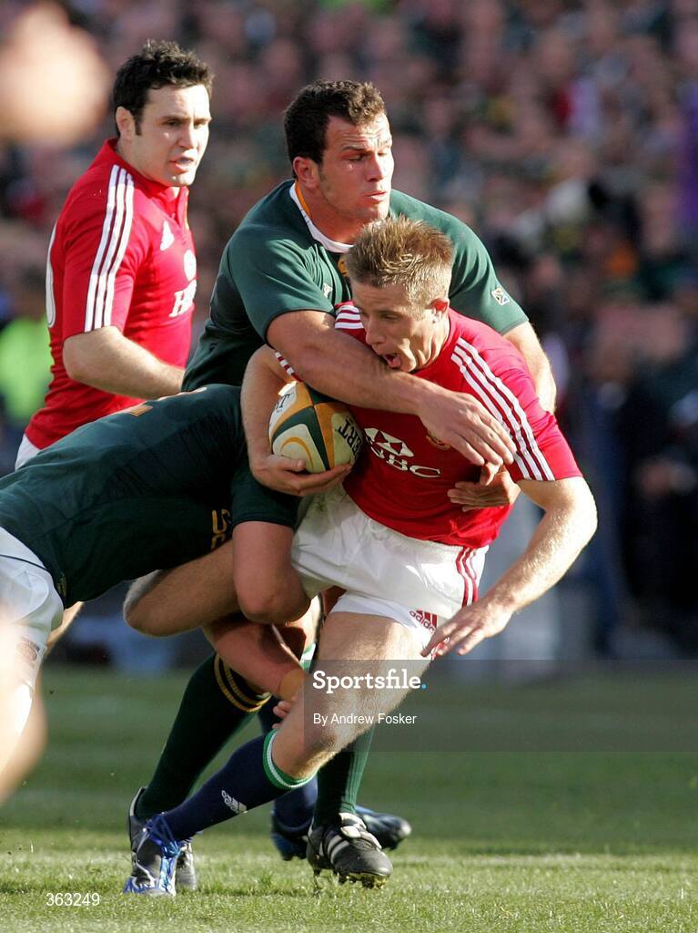 27 June 2009; Luke Fitzgerald, British and Irish Lions, in action against Bismarck du Plessis, South Africa. 2nd Test, South Africa v British and Irish Lions, Loftus Versfeld Stadium, Pretoria, South Africa. Picture credit: Andrew Fosker / SPORTSFILE