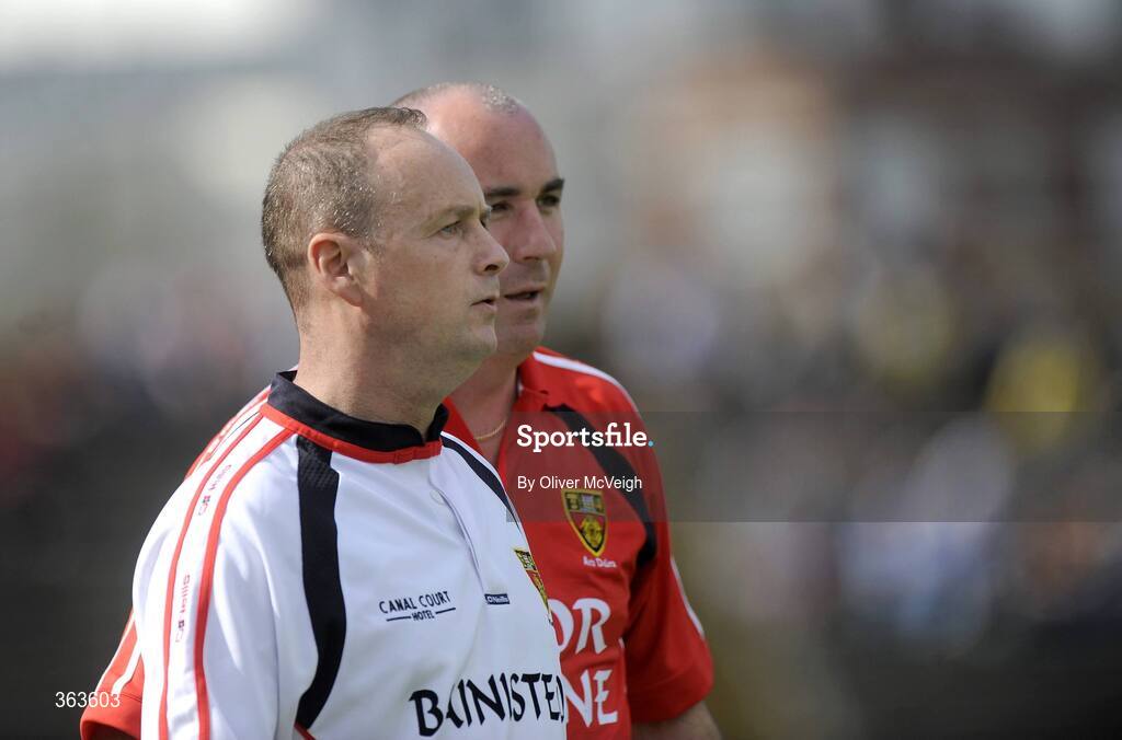 28 June 2009; Down manager Jim McKernan, left, and assistant Paul McKillen. GAA Hurling Ulster Senior Championship Final, Antrim v Down, Casement Park, Belfast, Co. Antrim. Picture credit: Oliver McVeigh / SPORTSFILE
