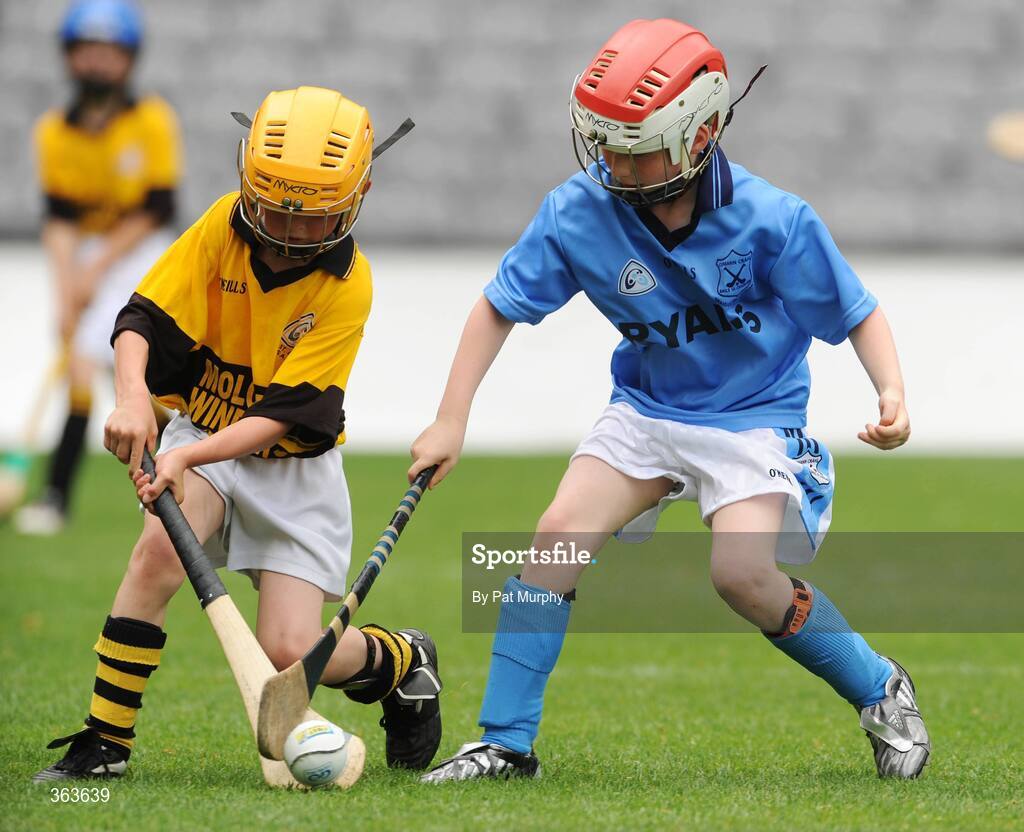 1 July 2009; Ruairi O'Brien, Adamstown, Co. Wexford, in action against Eamon Cocaran, Craigballycallan, Co. Kilkenny, right, during the Leinster GAA Go Games ‘Play & Stay with the GAA’ activity day. Croke Park, Dublin. Picture credit: Pat Murphy / SPORTSFILE