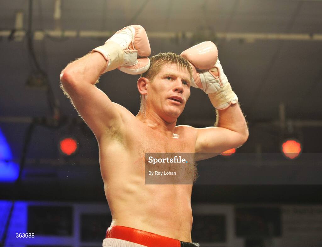 12 July 2008; Jim Rock, celebrates victory over Jonjo Finnegan. Irish Light-Heavy Weight Championship, Hunky Dory Fight Night, Irish Lighweight Championship, National Stadium, Dublin. Picture credit: Ray Lohan / SPORTSFILE *** Local Caption ***