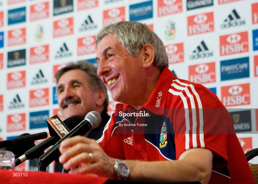 2 July 2009; Head coach Ian McGeechan, alongside team manager Gerald Davies, right, announces his squad during a British and Irish Lions Press Conference ahead of their 3rd test against South Africa on Saturday. Sandton Sun Hotel, Johannesburg, South Africa. Picture credit: Andrew Fosker / SPORTSFILE
