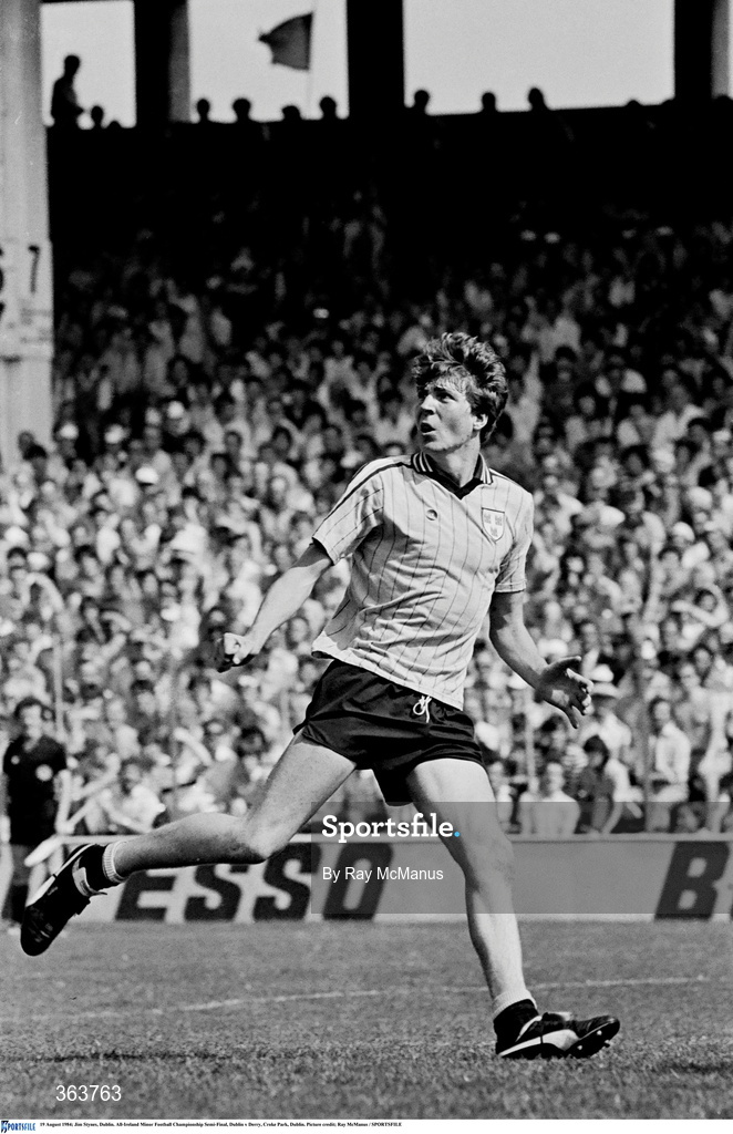 19 August 1984; Jim Stynes of Dublin in action during the All-Ireland Minor Football Championship Semi-Final match between Dublin and Derry at Croke Park, Dublin. Photo by Ray McManus/Sportsfile
