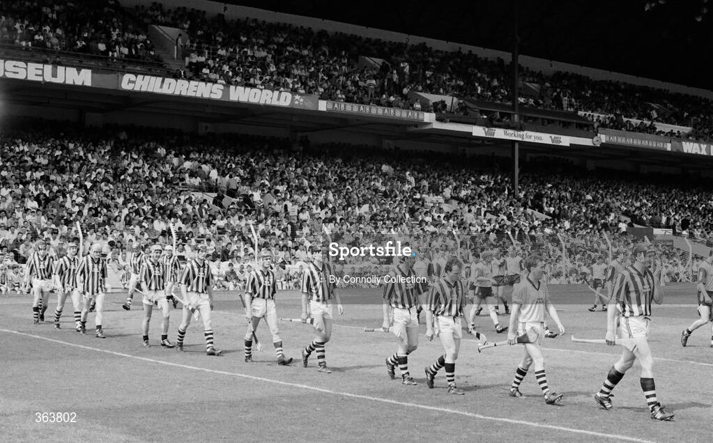 21 July 1991; The Kilkenny team during the pre-match parade. Leinster Senior Hurling Championship Final, Dublin v Kilkenny, Croke Park, Dublin. Picture credit; Connolly Collection / SPORTSFILE