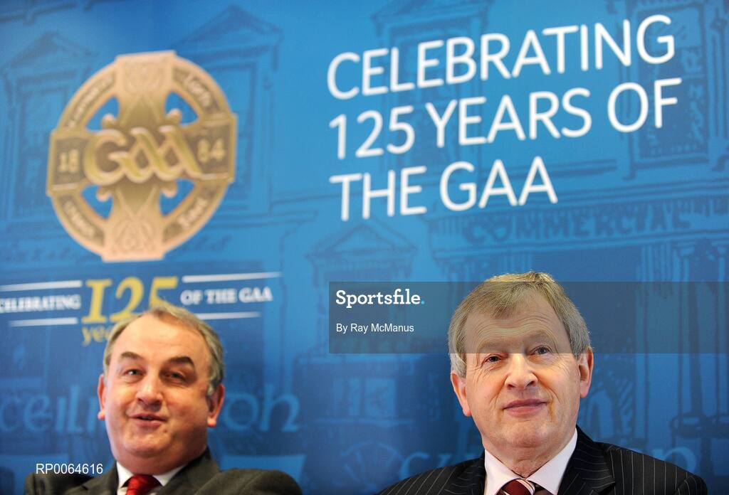 1 December 2008; GAA President Nickey Brennan and Ard Stiurthoir of the GAA Paraic Duffy at the launch of the GAA's 125th anniversary Calendar of Events and GAA Season Ticket. Croke Park, Dublin. Picture credit: Ray McManus / SPORTSFILE