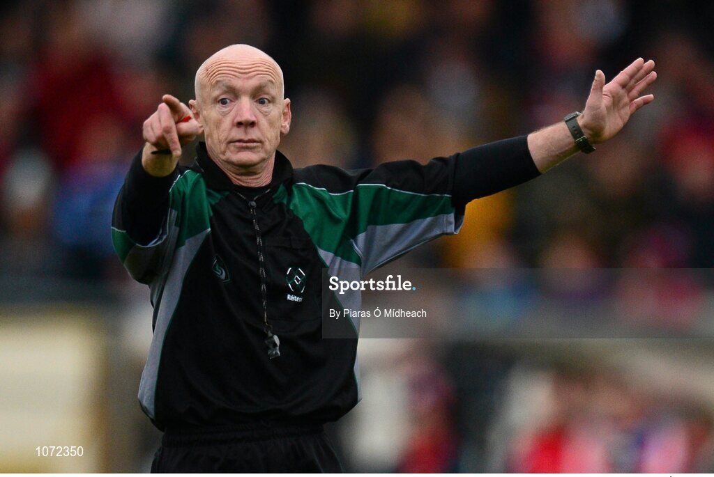 18 October 2015; Referee Liam Herbert. Kildare County Senior Football Championship Final, Athy v Sarsfields. St Conleth's Park, Newbridge, Co. Kildare. Picture credit: Piaras Ó Mídheach / SPORTSFILE