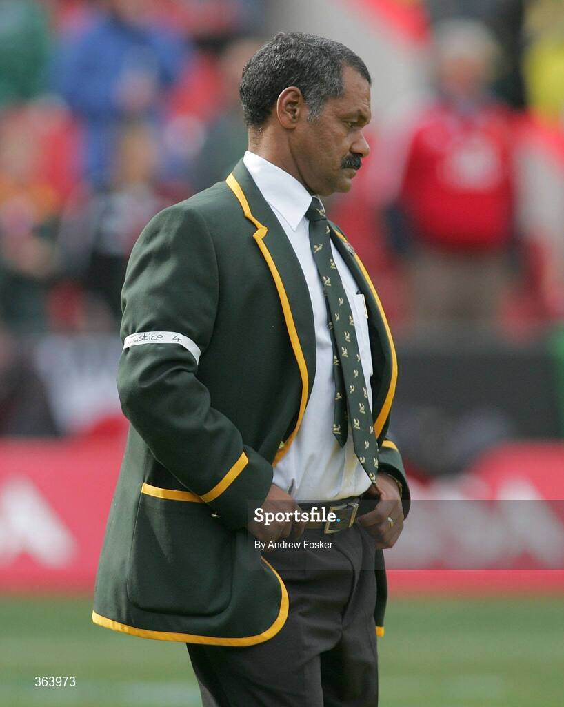 4 July 2009; South Africa coach Peter de Villiers wears an armband representing his discontent with Bakkies Botha 's suspension. 3rd Test, South Africa v British and Irish Lions, Ellis Park, Johannesburg, South Africa. Picture credit: Andrew Fosker / SPORTSFILE