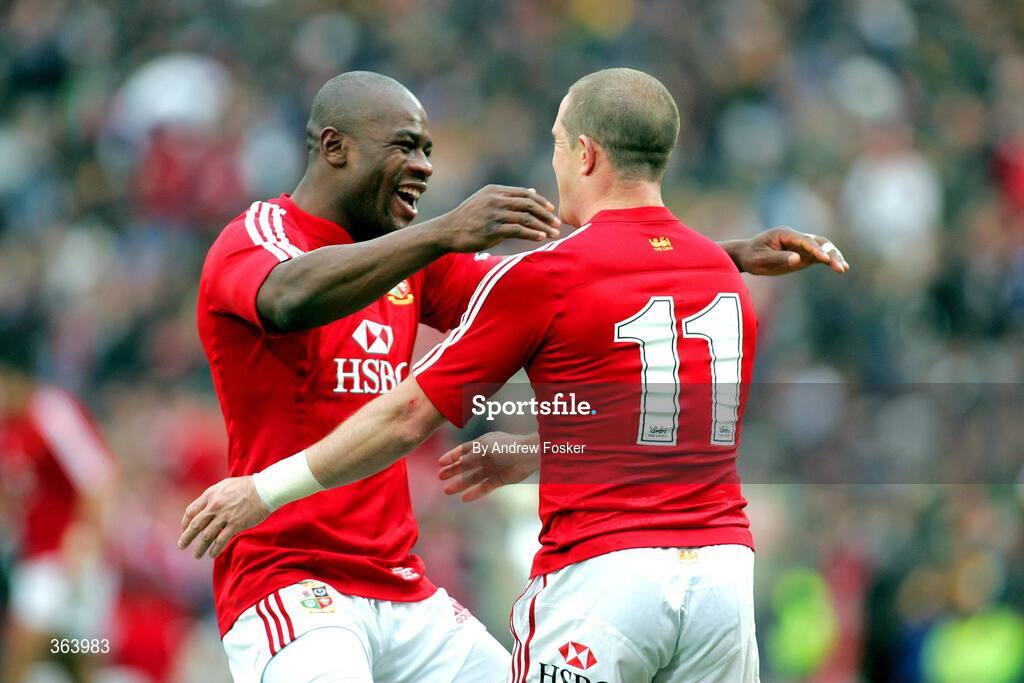 4 July 2009; Ugo Moye, British and Irish Lions, left, congratulates team-mate Shane Williams after his try. 3rd Test, South Africa v British and Irish Lions, Ellis Park, Johannesburg, South Africa. Picture credit: Andrew Fosker / SPORTSFILE