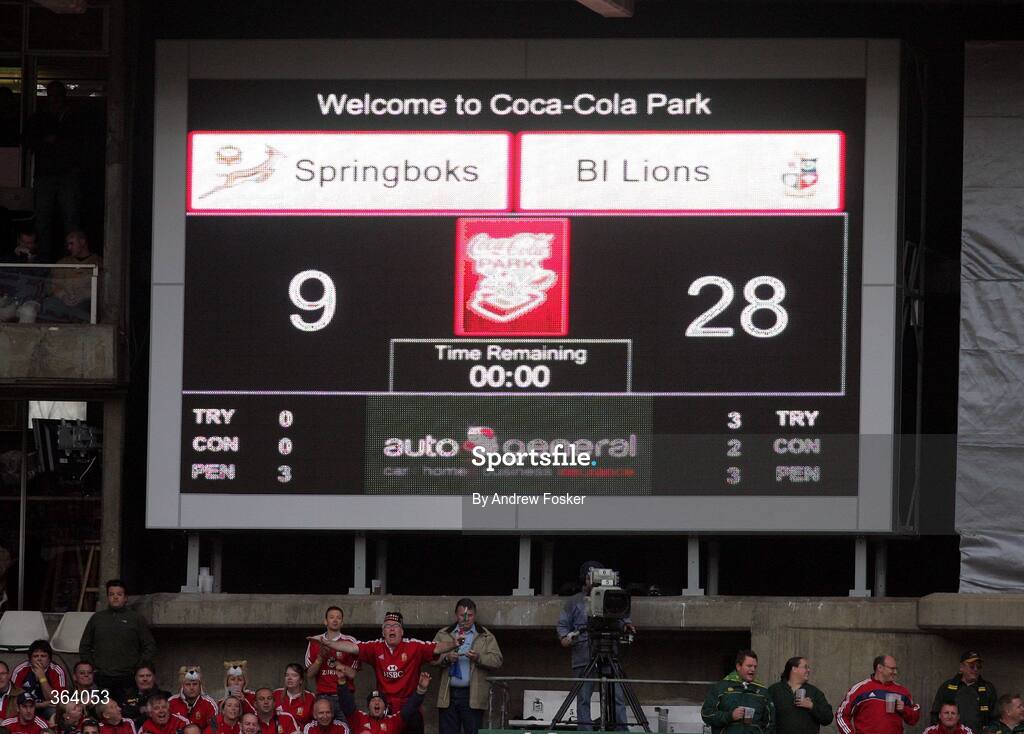 4 July 2009; A general view of the scoreboard after the game. 3rd Test, South Africa v British and Irish Lions, Ellis Park, Johannesburg, South Africa. Picture credit: Andrew Fosker / SPORTSFILE