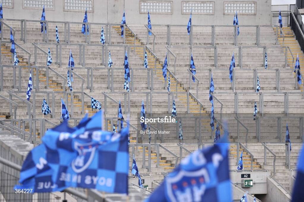 5 July 2009; Dublin flags on Hill 16 before the spectators arrive. GAA Hurling Leinster Senior Championship Final, Kilkenny v Dublin, Croke Park, Dublin. Picture credit: David Maher / SPORTSFILE