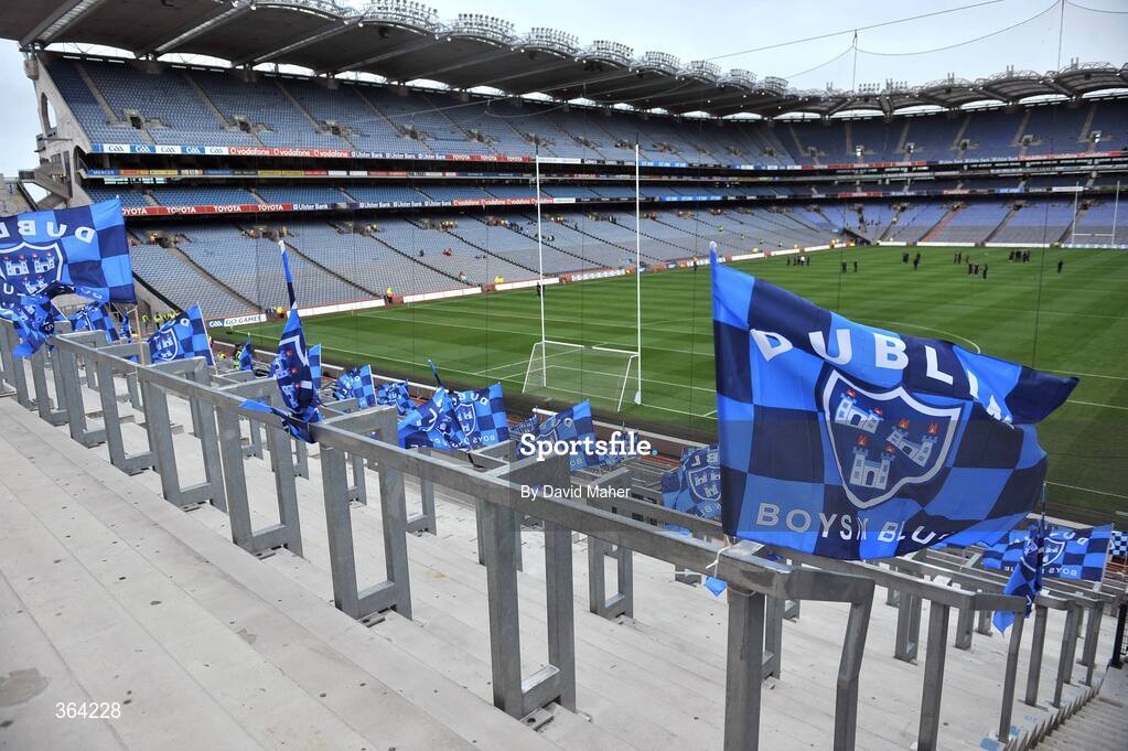 5 July 2009; Dublin flags on Hill 16 before the spectators arrive. GAA Hurling Leinster Senior Championship Final, Kilkenny v Dublin, Croke Park, Dublin. Picture credit: David Maher / SPORTSFILE