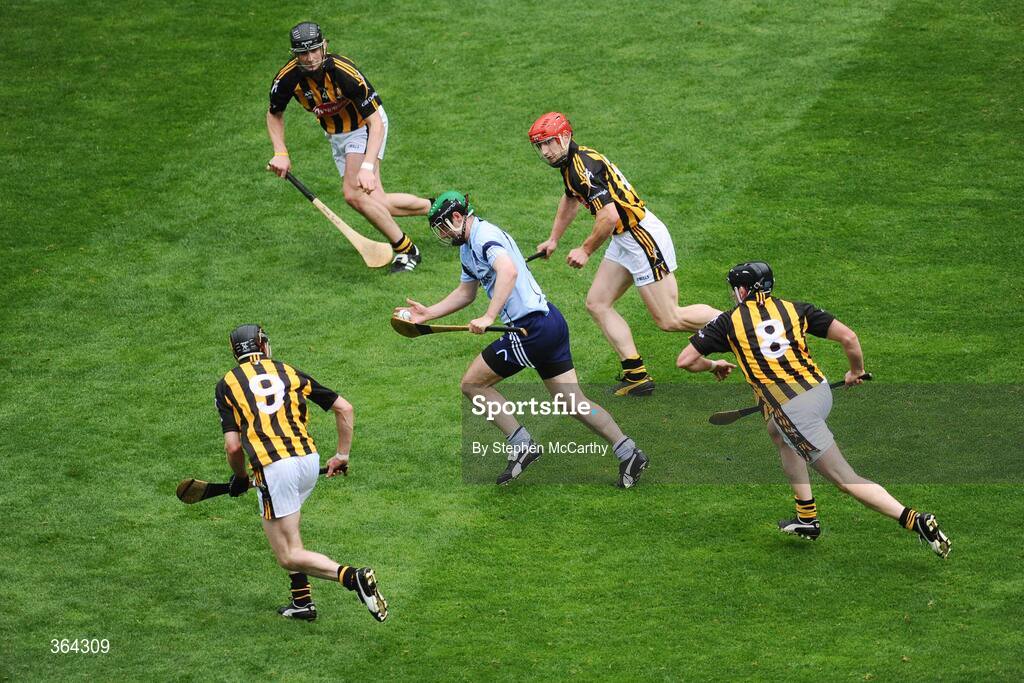 5 July 2009; Liam Ryan, Dublin, in action against Kilkenny players, from left, Michael Rice, 9, Jackie Tyrrell, John Tennyson and Derek Lyng. GAA Hurling Leinster Senior Championship Final, Kilkenny v Dublin, Croke Park, Dublin. Picture credit: Stephen McCarthy / SPORTSFILE
