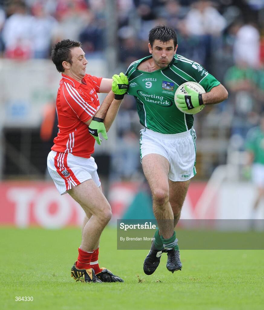 5 July 2009; John Galvin, Limerick, in action against Paul Kerrigan, Cork. GAA Football Munster Senior Championship Final, Limerick v Cork, Pairc Ui Chaoimh, Cork. Picture credit: Brendan Moran / SPORTSFILE
