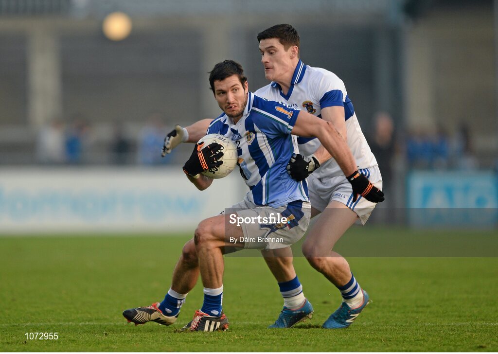 1 November 2015; Bob Dwan, Ballyboden St Endas, in action against Diarmuid Connolly, St Vincents GAA. Dublin County Senior Football Championship Final, St Vincents GAA v Ballyboden St Endas. Parnell Park, Donnycarney, Dublin. Picture credit: Dáire Brennan / SPORTSFILE
