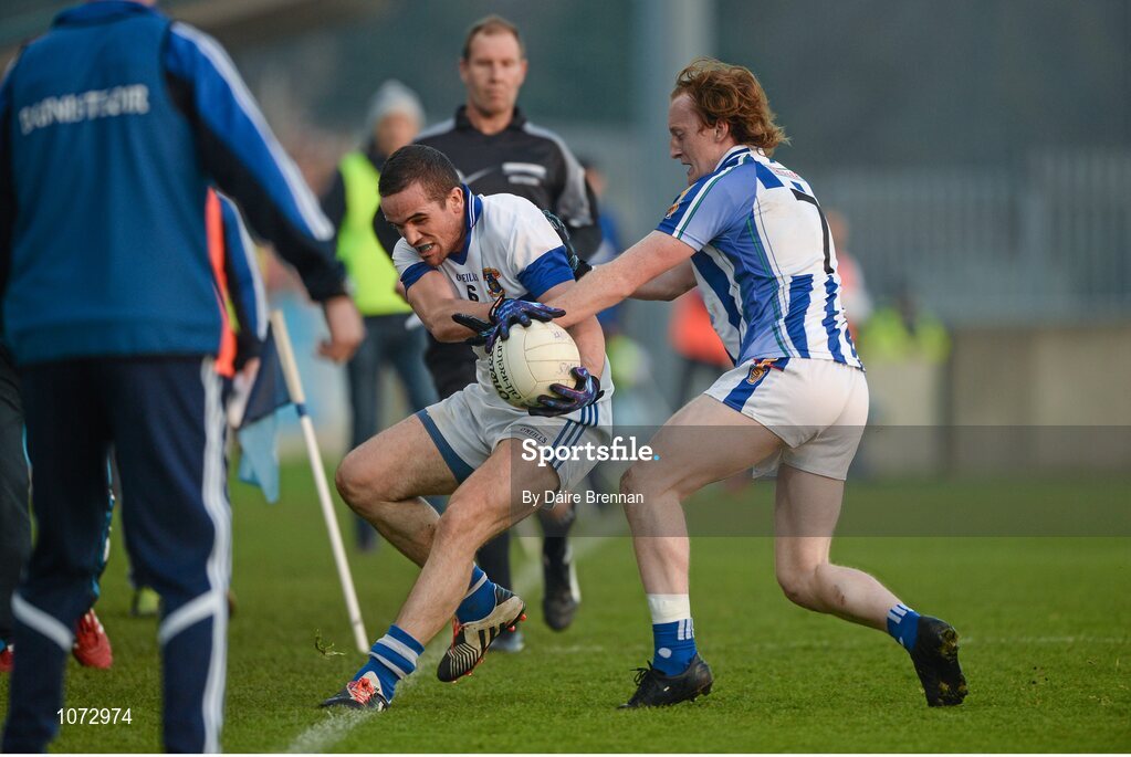 1 November 2015; Ger Brennan, St Vincents GAA, in action against Darren O'Reilly, Ballyboden St Endas. Dublin County Senior Football Championship Final, St Vincents GAA v Ballyboden St Endas. Parnell Park, Donnycarney, Dublin. Picture credit: Dáire Brennan / SPORTSFILE