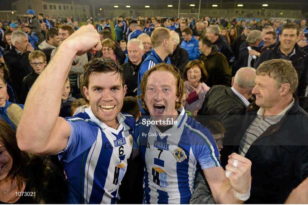 1 November 2015; Darragh Nelson, left, and Darren O'Reilly, Ballyboden St Endas, celebrate after the game. Dublin County Senior Football Championship Final, St Vincents GAA v Ballyboden St Endas. Parnell Park, Donnycarney, Dublin. Picture credit: Cody Glenn / SPORTSFILE