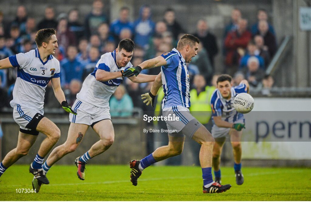 1 November 2015; Michael Concarr, St Vincents GAA, fouls Conal Keaney, Ballyboden St Endas, which resulted in a penalty for Ballyboden. Dublin County Senior Football Championship Final, St Vincents GAA v Ballyboden St Endas. Parnell Park, Donnycarney, Dublin. Picture credit: Dáire Brennan / SPORTSFILE