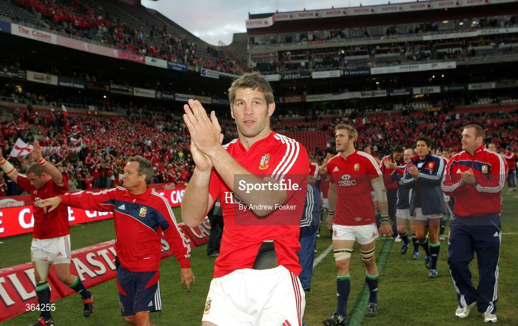4 July 2009; Simon Shaw celebrates the British and Irish Lions' victory after the game. 3rd Test, South Africa v British and Irish Lions, Ellis Park, Johannesburg, South Africa. Picture credit: Andrew Fosker / SPORTSFILE