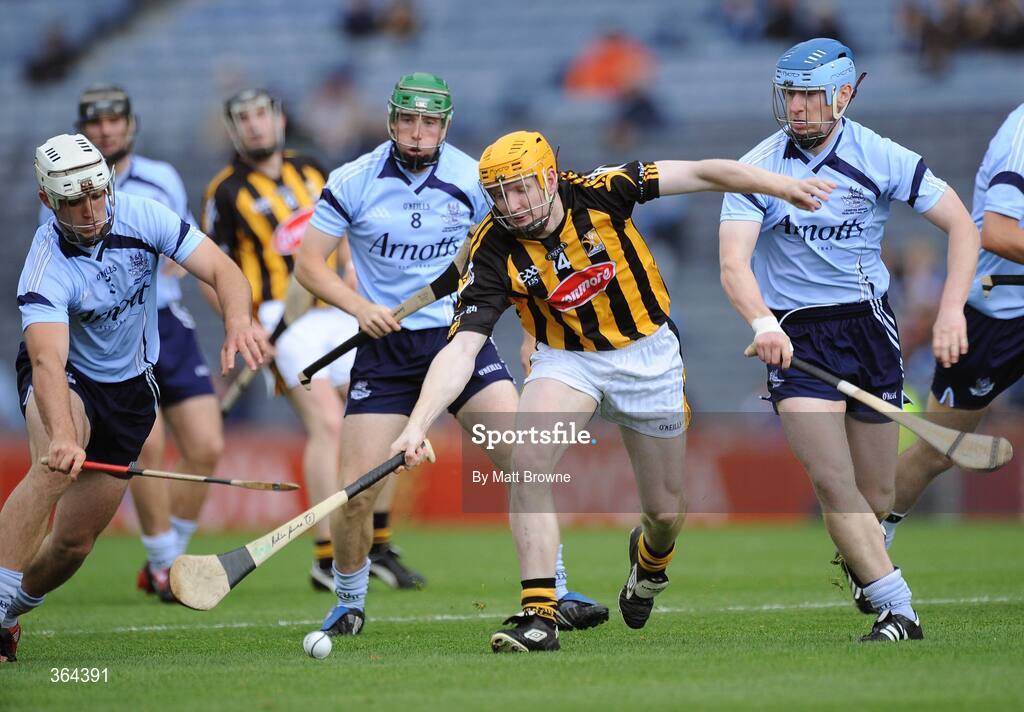 5 July 2009; Richard Power, Kilkenny, in action against Tomas Brady, left, John McCaffrey, 8, and Joe Boland, Dublin. GAA Hurling Leinster Senior Championship Final, Kilkenny v Dublin, Croke Park, Dublin. Picture credit: Matt Browne / SPORTSFILE