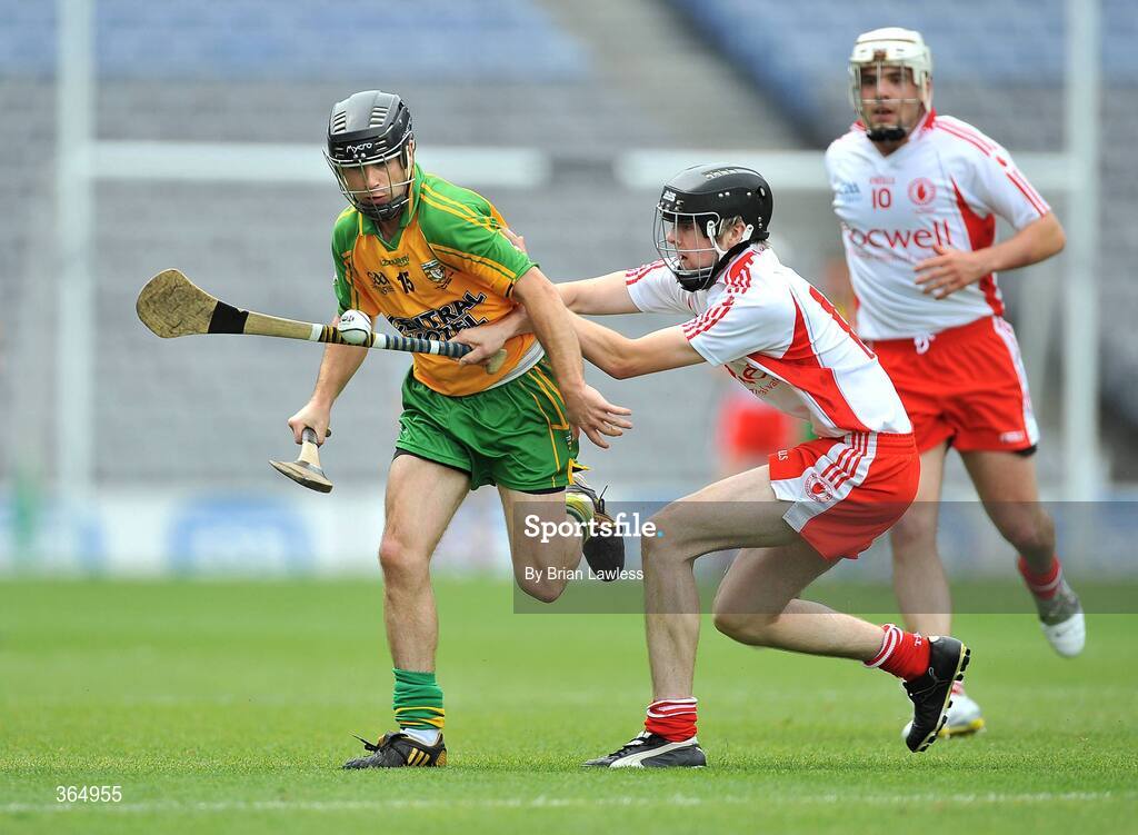 11 July 2009; Niall Campbell, Donegal, in action against Conor Grogan and David Lavery, right, Tyrone. Lory Meagher Cup Final, Tyrone v Donegal, Croke Park, Dublin. Picture credit: Brian Lawless / SPORTSFILE