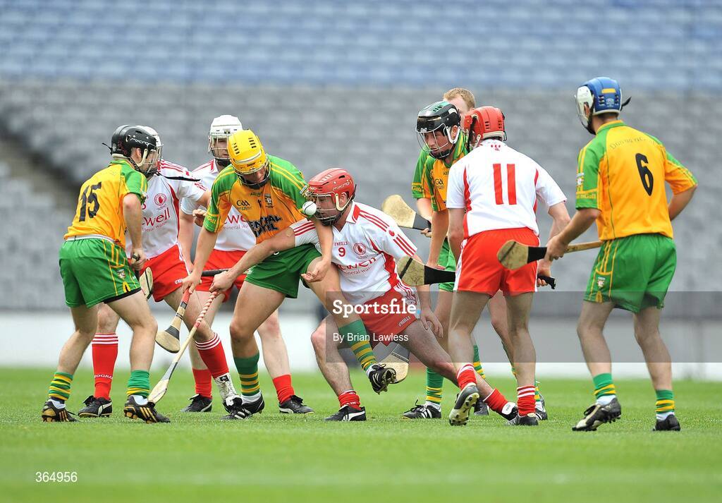 11 July 2009; Tony Hughes, Tyrone, in action against Seán McVeigh, Donegal. Lory Meagher Cup Final, Tyrone v Donegal, Croke Park, Dublin. Picture credit: Brian Lawless / SPORTSFILE