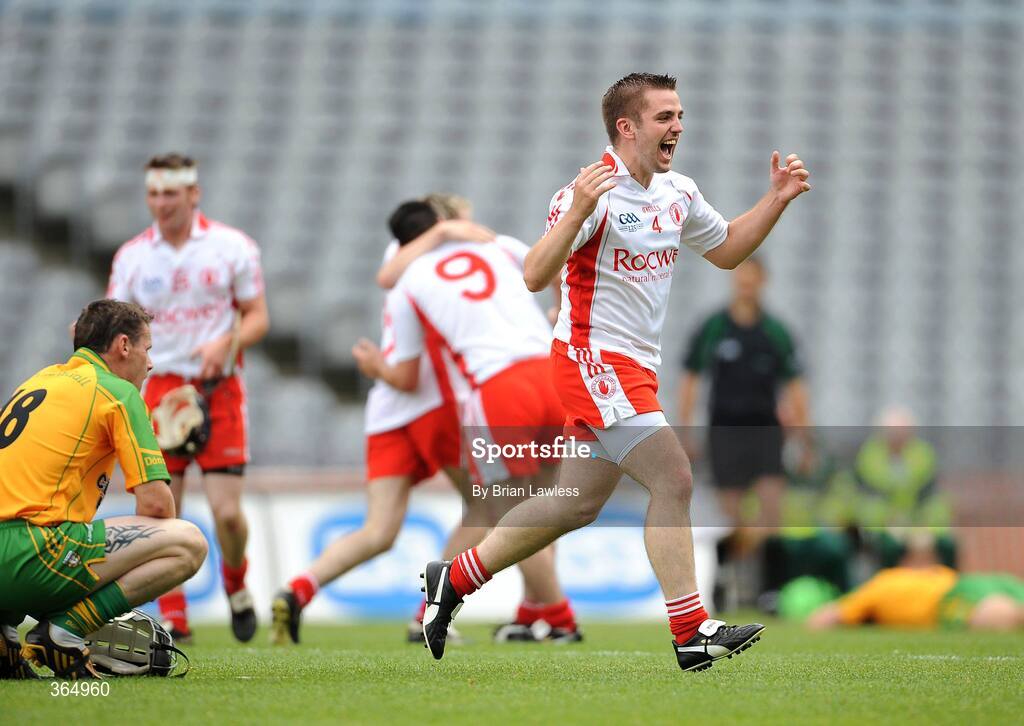 11 July 2009; Tyrone's Michael Kelly celebrates at the final whistle. Lory Meagher Cup Final, Tyrone v Donegal, Croke Park, Dublin. Picture credit: Brian Lawless / SPORTSFILE