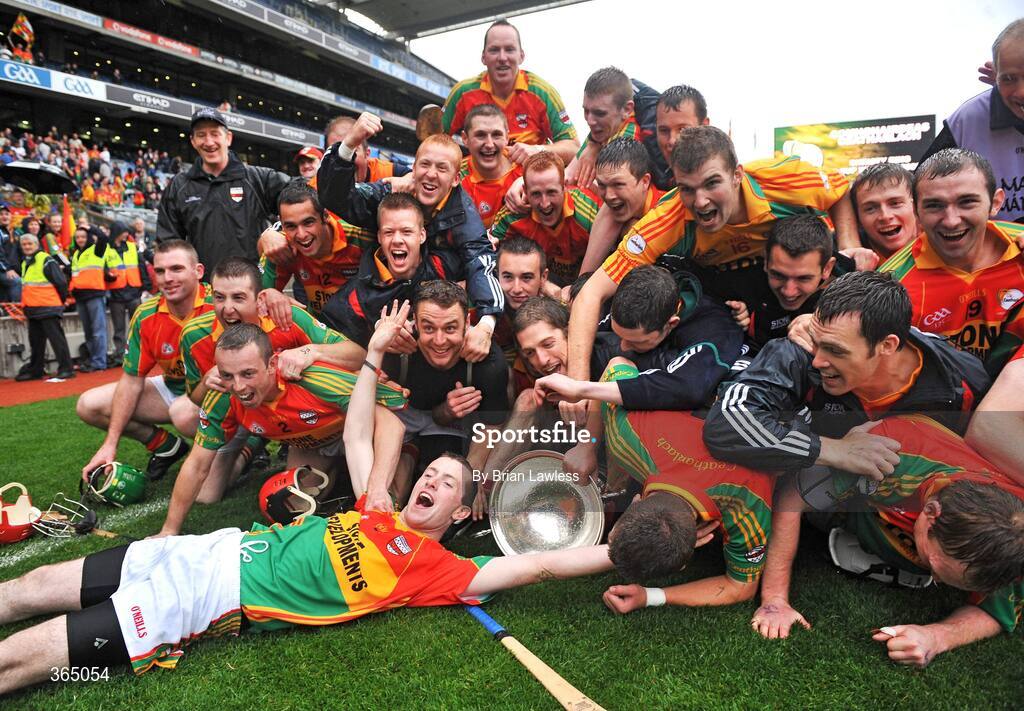 11 July 2009; The Carlow team celebrate with the Christy Ring Cup after the match. Christy Ring Cup Final, Carlow v Down, Croke Park, Dublin. Picture credit: Brian Lawless / SPORTSFILE