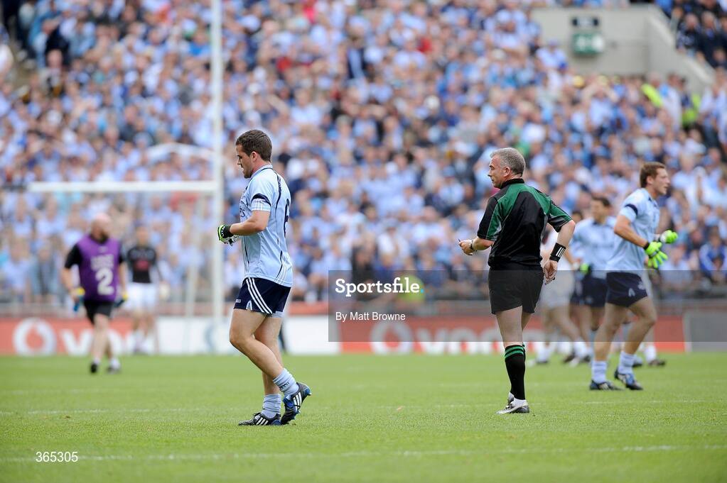 12 July 2009; Ger Brennan, Dublin, leaves the field after he was sent off by referee Pat McEneaney. GAA Football Leinster Senior Championship Final, Dublin v Kildare, Croke Park, Dublin. Picture credit: Matt Browne / SPORTSFILE