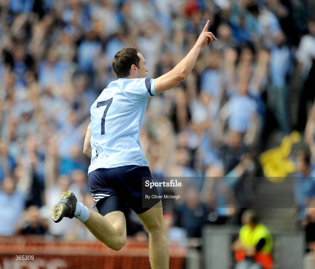 12 July 2009; Barry Cahill, Dublin, celebrates after scoring his side's first goal. GAA Football Leinster Senior Championship Final, Dublin v Kildare, Croke Park, Dublin. Picture credit: Oliver McVeigh / SPORTSFILE
