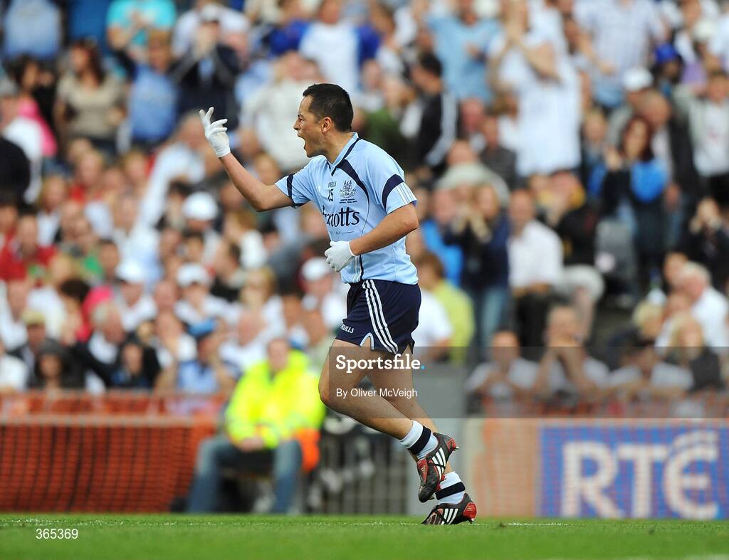 12 July 2009; Jason Sherlock, Dublin, celebrates after scoring his side's second goal . GAA Football Leinster Senior Championship Final, Dublin v Kildare, Croke Park, Dublin. Picture credit: Oliver McVeigh / SPORTSFILE