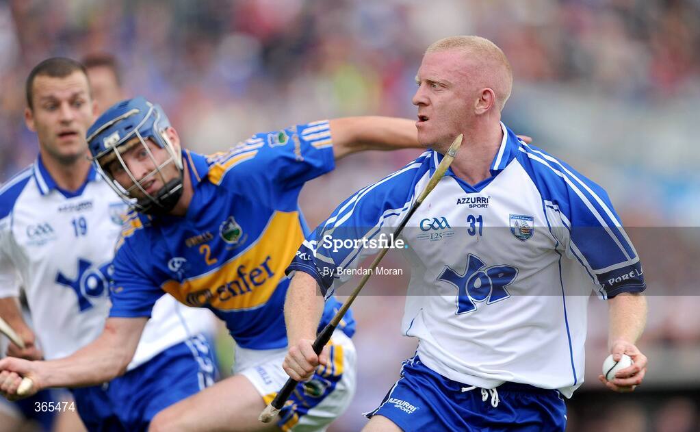 12 July 2009; John Mullane, Waterford, in action against Paddy Stapleton, Tipperary. GAA Hurling Munster Senior Championship Final, Tipperary v Waterford, Semple Stadium, Thurles, Co. Tipperary. Picture credit: Brendan Moran / SPORTSFILE