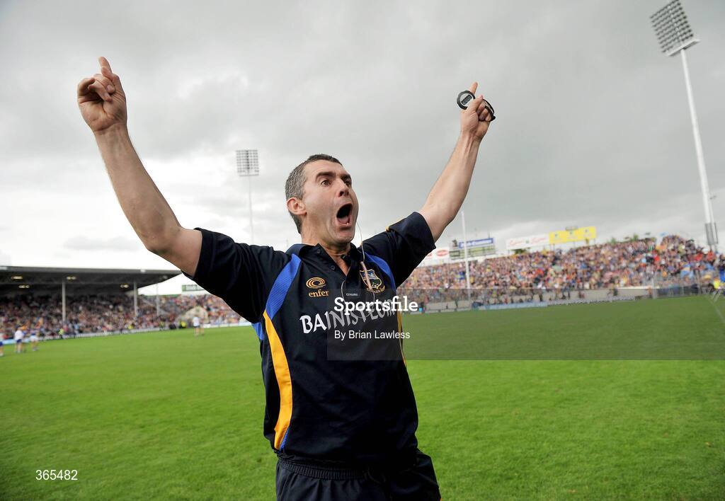 12 July 2009; Tipperary manager Liam Sheedy celebrates at the final whistle. GAA Hurling Munster Senior Championship Final, Tipperary v Waterford, Semple Stadium, Thurles, Co. Tipperary. Picture credit: Brian Lawless / SPORTSFILE